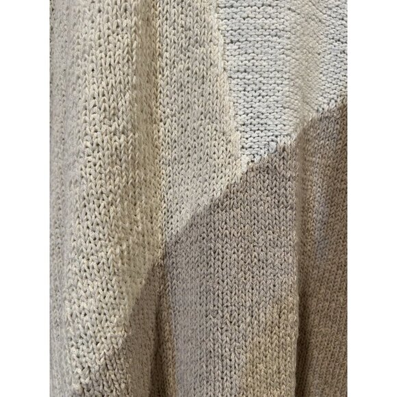 J Jill Pure Jill Colorblock Loose Knit Sweater Tunic Cream Tan Womens Size Large - Picture 7 of 7